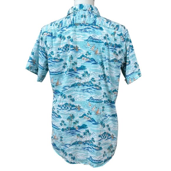 Izod Saltwater Men's Blue Hawaiian Short Sleeve Shirt Size L - Picture 3 of 8